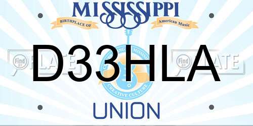 D33HLA Mississippi License Plate
