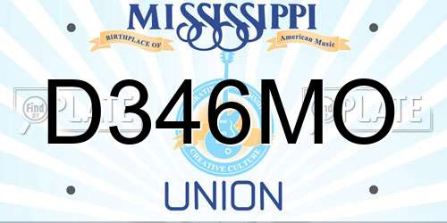 D346MO Mississippi License Plate