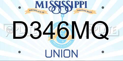 D346MQ Mississippi License Plate
