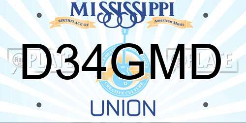 D34GMD Mississippi License Plate