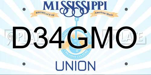 D34GMO Mississippi License Plate