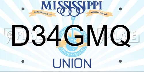 D34GMQ Mississippi License Plate