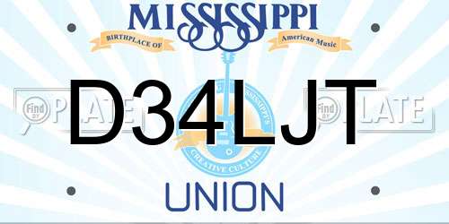 D34LJT Mississippi License Plate