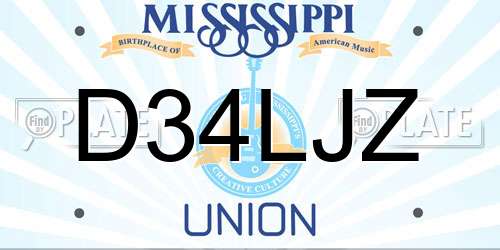 D34LJZ Mississippi License Plate