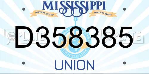 D358385 Mississippi License Plate