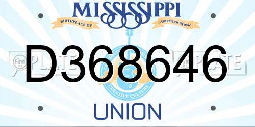 D368646 Mississippi License Plate