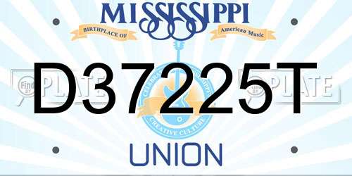 D37225T Mississippi License Plate