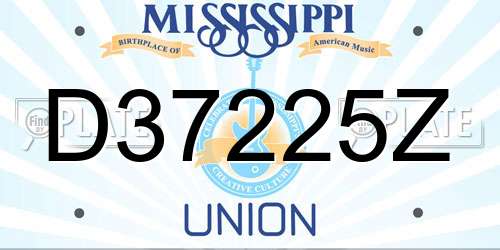 D37225Z Mississippi License Plate