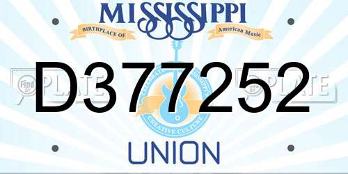 D377252 Mississippi License Plate