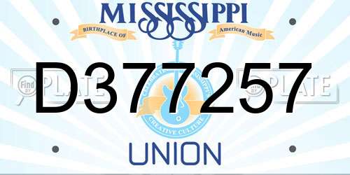 D377257 Mississippi License Plate