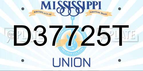 D37725T Mississippi License Plate