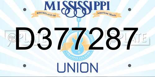 D377287 Mississippi License Plate