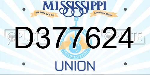 D377624 Mississippi License Plate