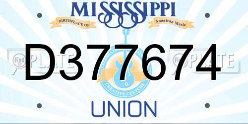 D377674 Mississippi License Plate