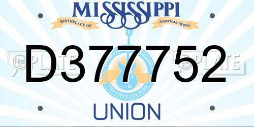 D377752 Mississippi License Plate