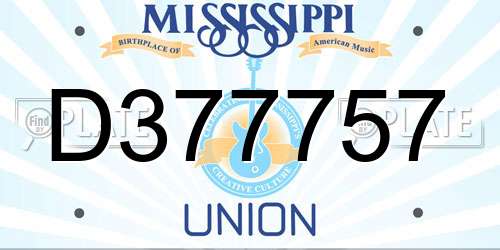 D377757 Mississippi License Plate