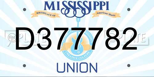 D377782 Mississippi License Plate