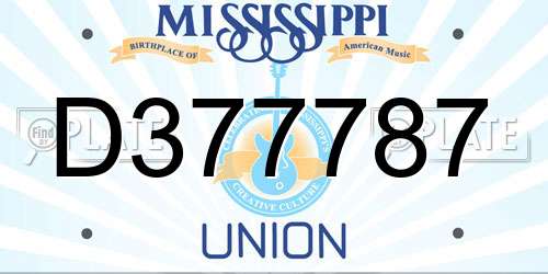 D377787 Mississippi License Plate