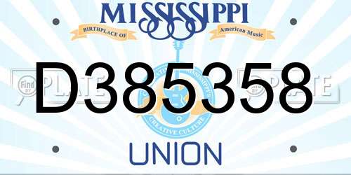 D385358 Mississippi License Plate