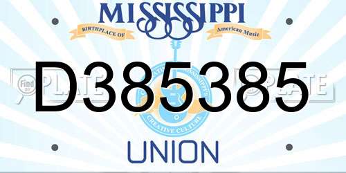 D385385 Mississippi License Plate