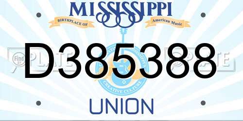 D385388 Mississippi License Plate