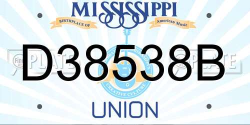 D38538B Mississippi License Plate