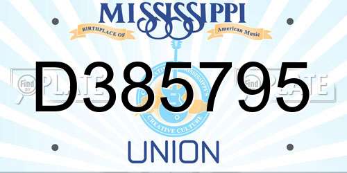 D385795 Mississippi License Plate