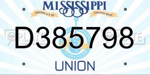 D385798 Mississippi License Plate