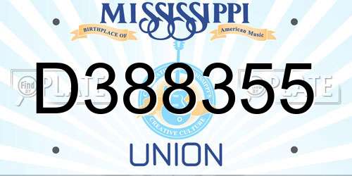 D388355 Mississippi License Plate