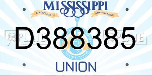 D388385 Mississippi License Plate
