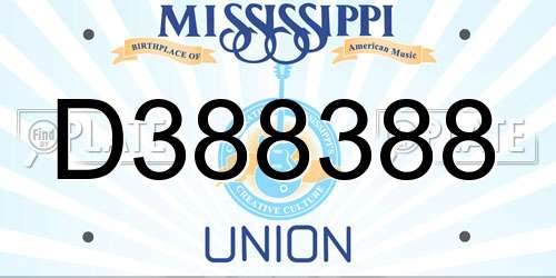 D388388 Mississippi License Plate