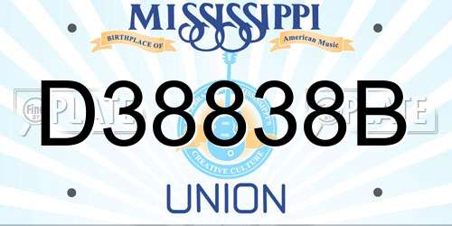 D38838B Mississippi License Plate