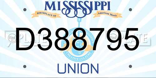 D388795 Mississippi License Plate