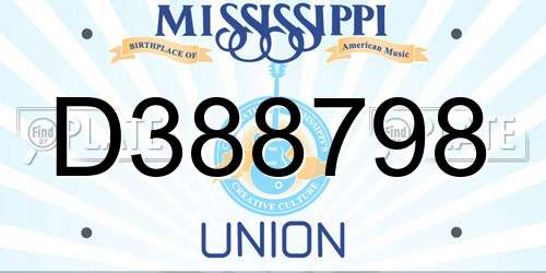 D388798 Mississippi License Plate
