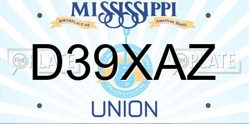 D39XAZ Mississippi License Plate