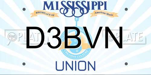 D3BVN Mississippi License Plate