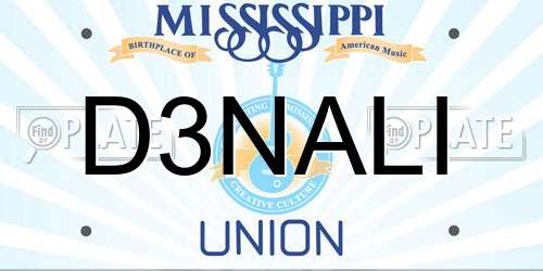 D3NALI Mississippi License Plate