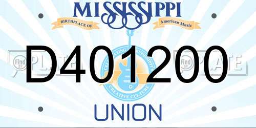 D401200 Mississippi License Plate