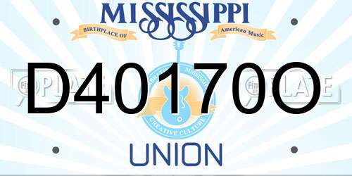 D40170O Mississippi License Plate