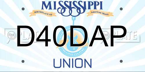 D40DAP Mississippi License Plate