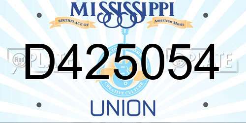 D425054 Mississippi License Plate