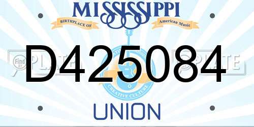 D425084 Mississippi License Plate