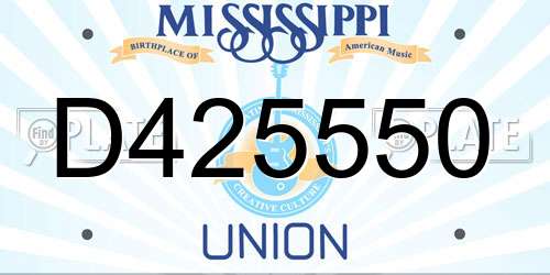 D425550 Mississippi License Plate