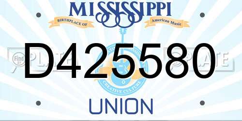 D425580 Mississippi License Plate