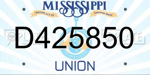 D425850 Mississippi License Plate