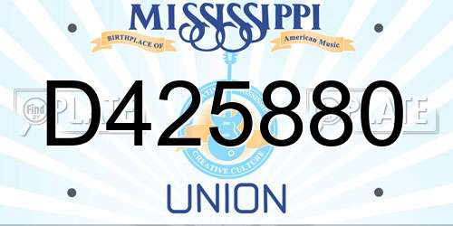 D425880 Mississippi License Plate