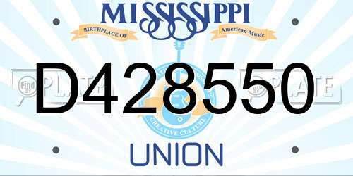 D428550 Mississippi License Plate