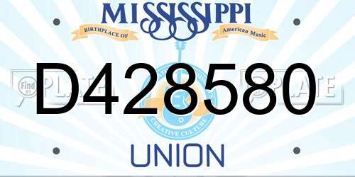 D428580 Mississippi License Plate