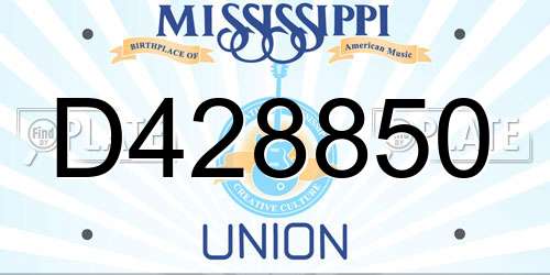 D428850 Mississippi License Plate