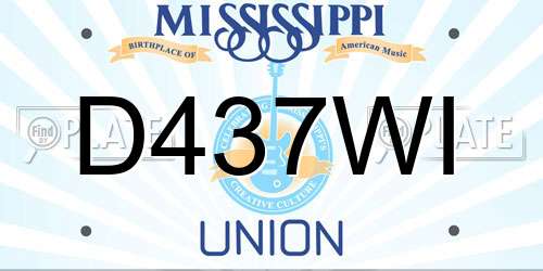 D437WI Mississippi License Plate